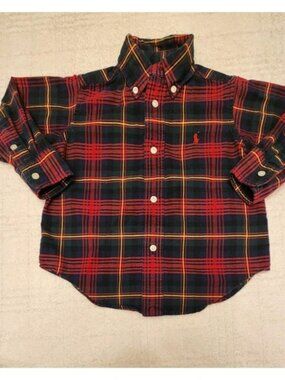 Plaid Shirt Toddlers Boys 3/3T Multi Long Sleeve Button Down Red‎